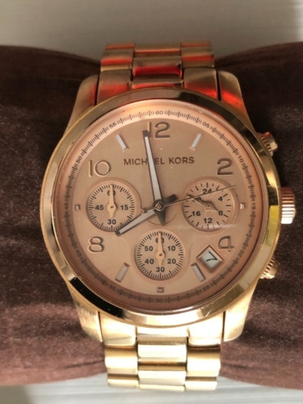 Michael Kors Unisex Rose-Gold Chronograph Link Watch
